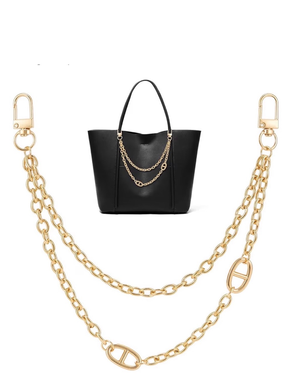 Gold Tone Women's Designer Inspired Layered Purse Chain Bag Charm